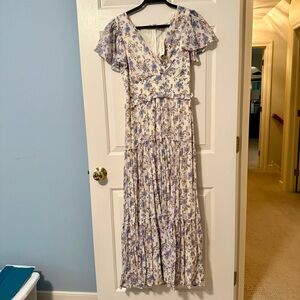 Francesca’s Floral V-Neck Maxi Dress NWT